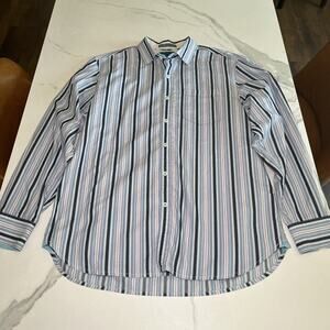 Tommy Bahama Shirt Mens L Multicolor Striped Cotton Casual Resort Preppy EUC